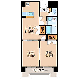 リリーマンション1号館 2LDKの間取図画像