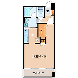 ラドゥセール榴ヶ岡 1Kの間取図画像