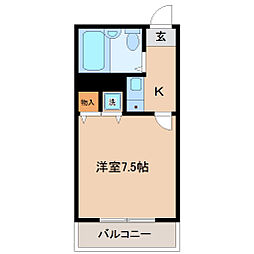 サンシティ荒町 1Kの間取図画像