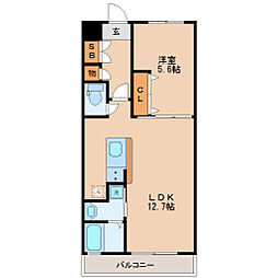 しまかげビル 1LDKの間取図画像