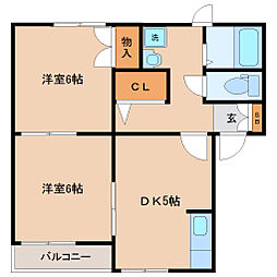 フローレンス・上杉 2DKの間取図画像