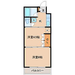 イーグルハイツ錦町 2Kの間取図画像