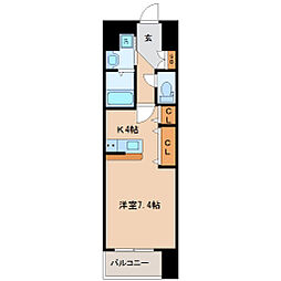 アークデュオ仙台苦竹 1Kの間取図画像
