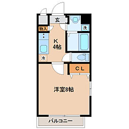 シェルグランデ土樋 1Kの間取図画像