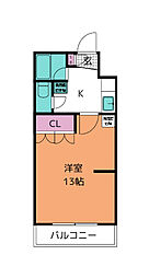 イーグルハイツ萩野町 1Kの間取図画像