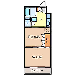 イーグルハイツ錦町 2Kの間取図画像