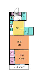 クレスト連坊 2DKの間取図画像