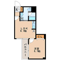 KDXレジデンス一番町 1LDKの間取図画像