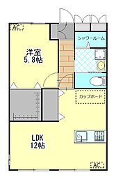 清水マンション 1LDKの間取図画像