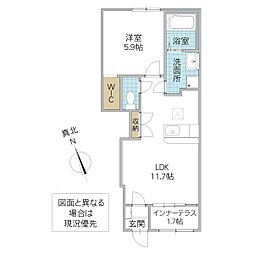 colline 1階1LDKの間取り