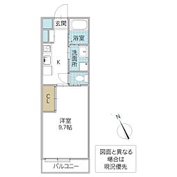 アロース 2階1Kの間取り