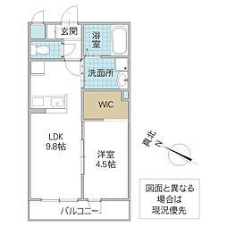 仮)阿見町よしわら新築アパート 2階1LDKの間取り