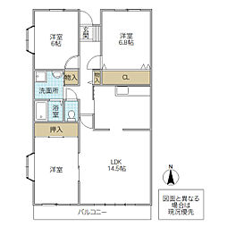 アシュベール二の宮 5階3LDKの間取り