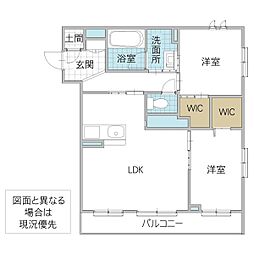 ブランパント 3階2LDKの間取り