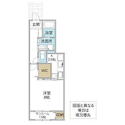 Axis33 103号室 1階1Kの間取り