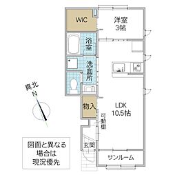 レーガベーネ中貫 1LDKの間取図画像