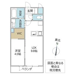 infield D 203号室 2階1LDKの間取り