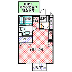 シャルマン2C ワンルームの間取図画像