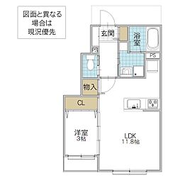 レーガベーネ荒川沖 1LDKの間取図画像