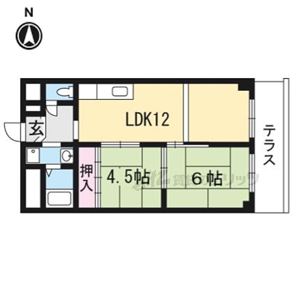 京都府京都市左京区一乗寺赤ノ宮町(賃貸マンション2LDK・4階・52.20㎡)の写真 その2