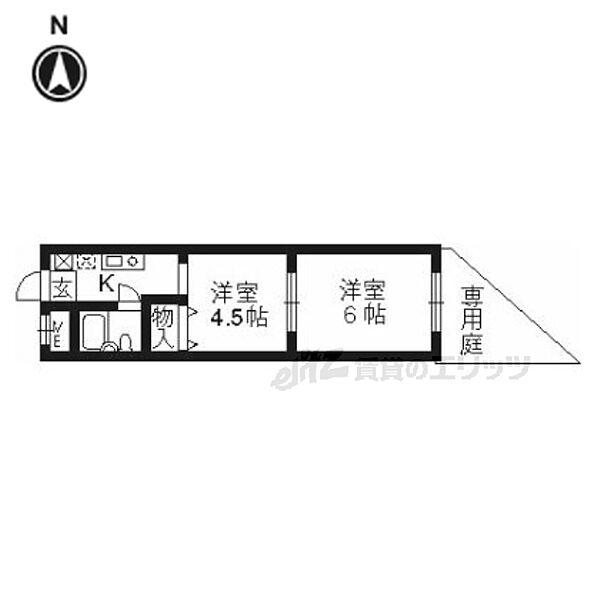 京都府京都市上京区大宮通西裏芦山寺上る２丁目竪社南半町(賃貸マンション2K・1階・29.07㎡)の写真 その2