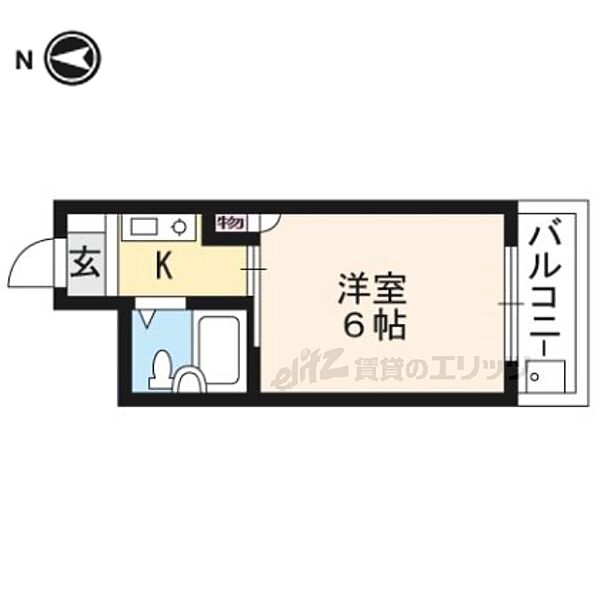 京都府京都市左京区北白川堂ノ前町(賃貸マンション1K・2階・16.50㎡)の写真 その2