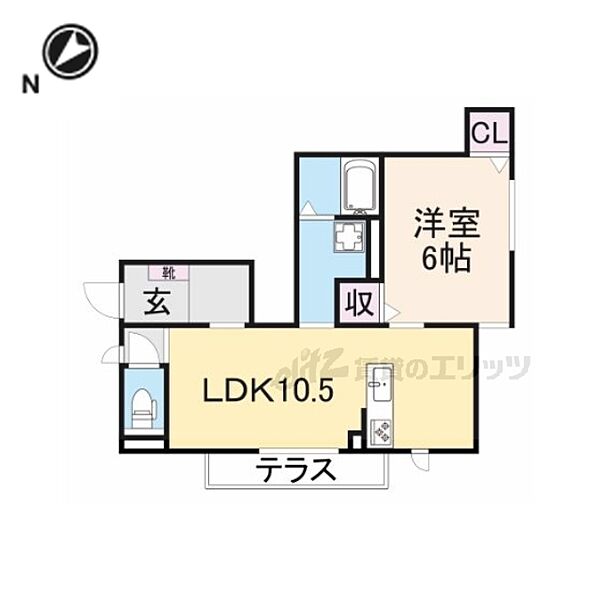 仮）左京区上玄京町ハイツ 103｜京都府京都市左京区田中上玄京町(賃貸アパート1LDK・1階・42.76㎡)の写真 その2