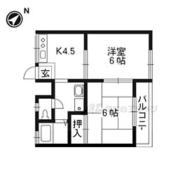 もえぎ荘 2階2Kの間取り
