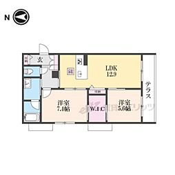 京都市営烏丸線 北大路駅 バス13分 玄琢下下車 徒歩1分の賃貸アパート 1階2LDKの間取り