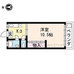 叡山電鉄叡山本線 一乗寺駅 徒歩5分の賃貸マンション 2階1Kの間取り
