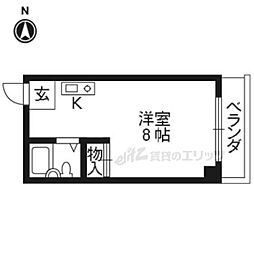 京福電気鉄道北野線 北野白梅町駅 徒歩11分の賃貸マンション 3階1Kの間取り