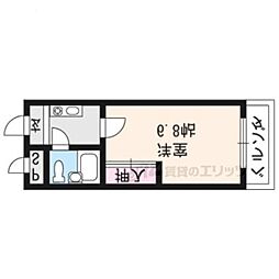 リバティ東大路 3階1Kの間取り