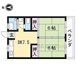 阪田ハイツ 1階2DKの間取り