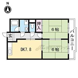 グランドールさかた 4階2DKの間取り