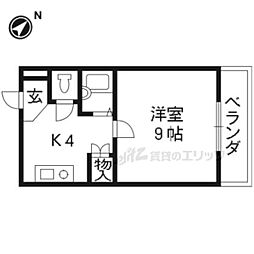 京都市営烏丸線 北大路駅 バス17分 原谷口下車 徒歩5分の賃貸マンション 2階1Kの間取り