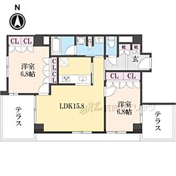 Ｌｉｎｄｅｎ夷町 1階2LDKの間取り