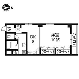 葛城ビル 3階1DKの間取り