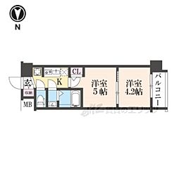 JR山陰本線 二条駅 徒歩15分の賃貸マンション 7階2Kの間取り