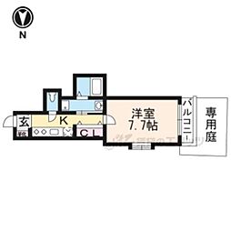 京都市営烏丸線 鞍馬口駅 徒歩7分の賃貸マンション 1階1Kの間取り