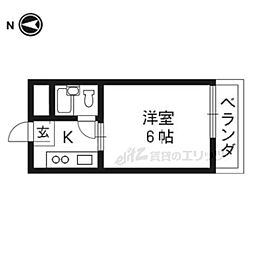 叡山電鉄叡山本線 宝ケ池駅 徒歩6分の賃貸マンション 3階1Kの間取り