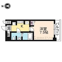 京都市営烏丸線 今出川駅 徒歩15分の賃貸マンション 2階1Kの間取り