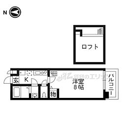 京都市営烏丸線 鞍馬口駅 徒歩15分の賃貸マンション 3階1Kの間取り