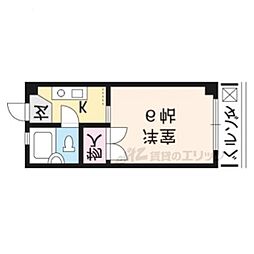 サンライズヒガシラ 4階1Kの間取り