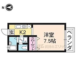 アンダーフォレストIII 1階1Kの間取り