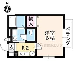 京都市営烏丸線 鞍馬口駅 バス13分 千本鞍馬口下車 徒歩5分の賃貸アパート 1階1Kの間取り