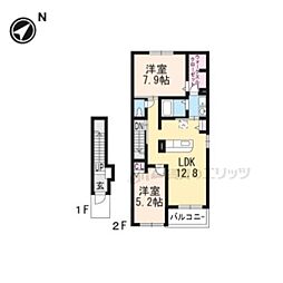 カメリア 2階2LDKの間取り