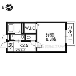 カリン 2階1Kの間取り