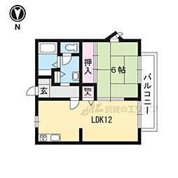 叡山電鉄叡山本線 修学院駅 徒歩8分の賃貸アパート 1階1LDKの間取り