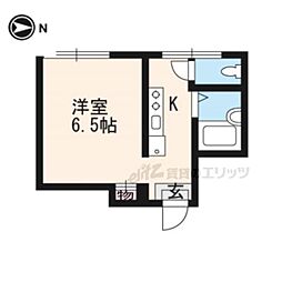 京福電気鉄道北野線 北野白梅町駅 徒歩5分の賃貸マンション 3階ワンルームの間取り