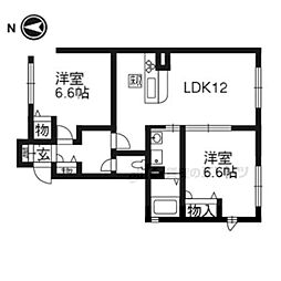 ドゥエール洛北 1階2LDKの間取り